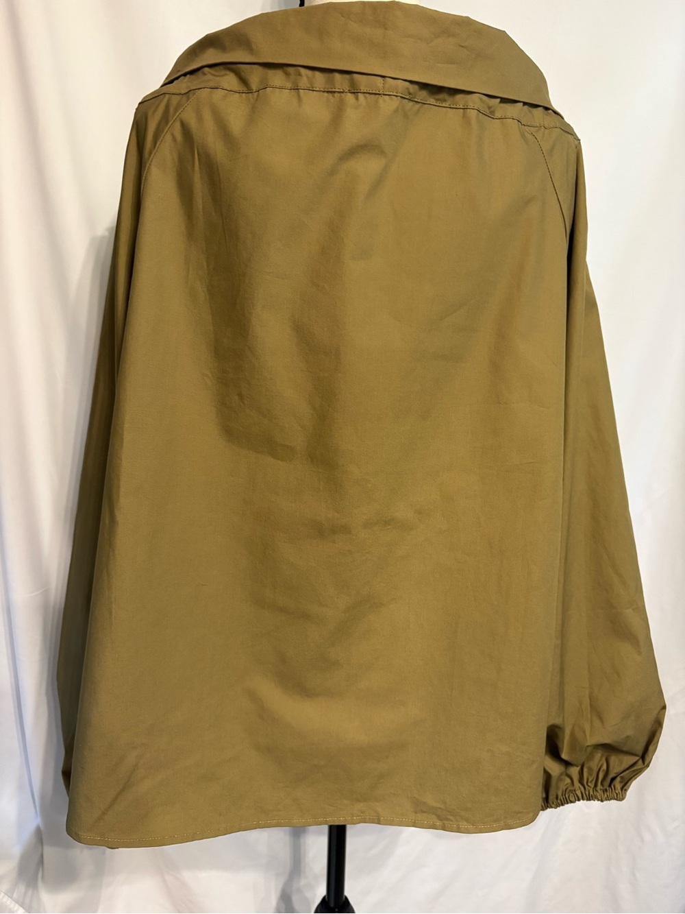 Free Assembly Tie -Neck Off-Shoulder Blouse in Olive Green SZ M Crisp Cotton. - Picture 4 of 9